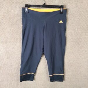 Adidas Pants Womens Medium Gray Orange Climalite Capri Leggings Athletic Workout